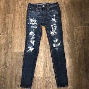 American Eagle Low Rise Distressed Skinny Jeans